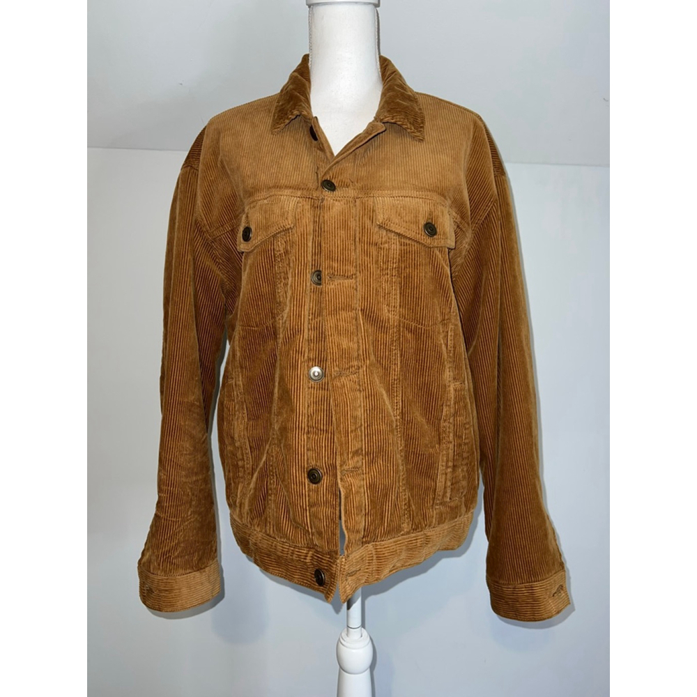 Men's FOREVER 21 Corduroy Lightweight Jacket S Brown Orange